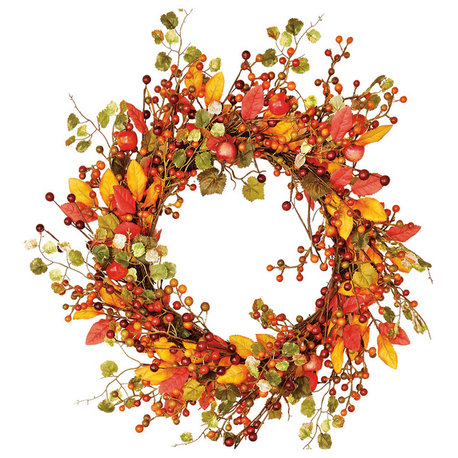 18" Fall Berry Wreath With Foliage