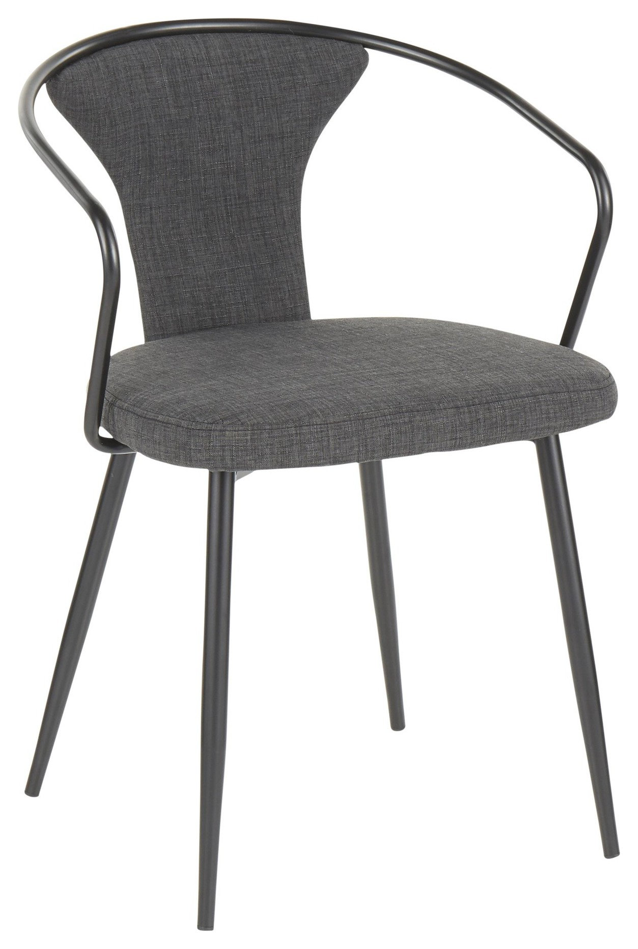 Waco Industrial Upholstered Chair, Black Metal and Dark Grey Fabric