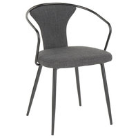 Waco Industrial Upholstered Chair, Black Metal and Dark Grey Fabric