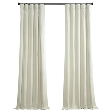 Solid Cotton Blackout Curtain Single Panel, Warm Off-White, 50"x120"
