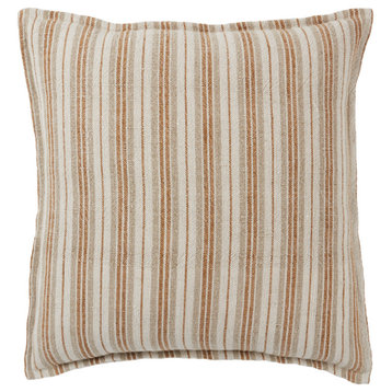 Jaipur Living Lucien Striped Pillow, Cream/Gold, 20"x20", Down Fill