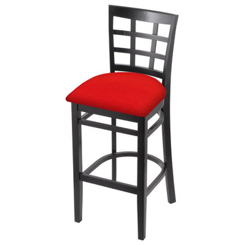 3130 25 Counter Stool with Black Finish and Canter Red Seat