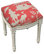Chinoiserie Linen Upholstered Vanity Stool With Nailheads, Coral Red