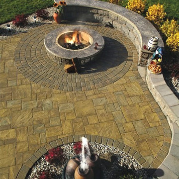 Poughkeepsie Fire pit, Patio, Walkway, aquascape