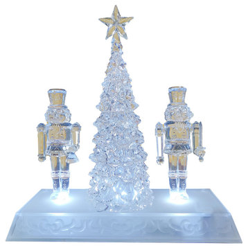 9" LED Lighted Nutcracker and Christmas Tree Display