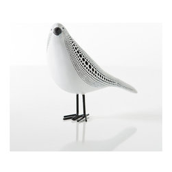 Debossed Dotted Standing Bird &ndash; White - Home Decor