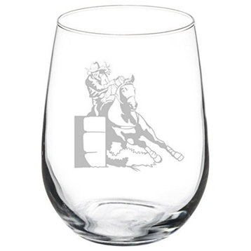 Wine Glass Goblet Female Barrel Racing Cowgirl, 17 Oz Stemless