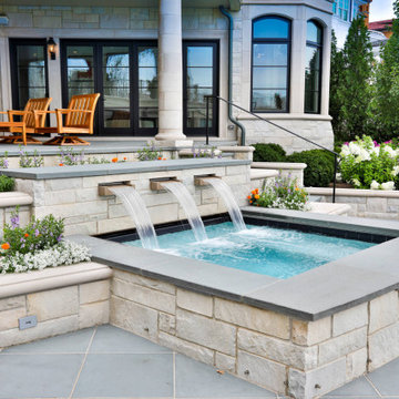 Wilmette, IL Rectilinear Swimming Pool with Separate Hot Tub