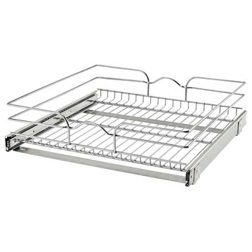 Single Tier Bottom Mount Pull Out Steel Wire Organizer, 21"