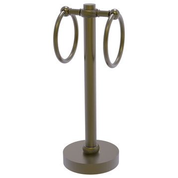 Vanity Top 2 Towel Ring with Twisted Accents, Antique Brass