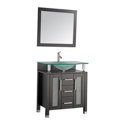 32 inch Single Sink Modern Bathroom Vanity Set Espresso Finish - Bathroom Vanities And Sink Consoles