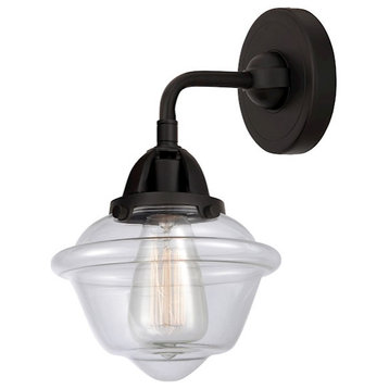 Innovations Small Oxford 1 Light 7.5" Sconce, Black/Clear