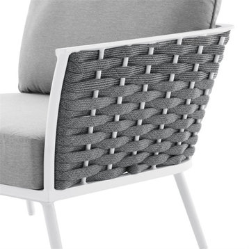 Modway Stance Modern Fabric & Aluminum Outdoor Right-Facing Armchair in Gray