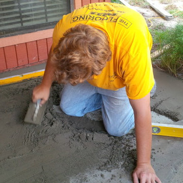Pool deck and water line tile project