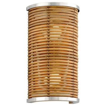 Corbett Carayes 2-LT Wall Sconce 277-12 - Natural Rattan Stainless Steel