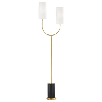 Hudson Valley Vesper 2-Light Marble Floor Lamp L1407-AGB, Aged Brass