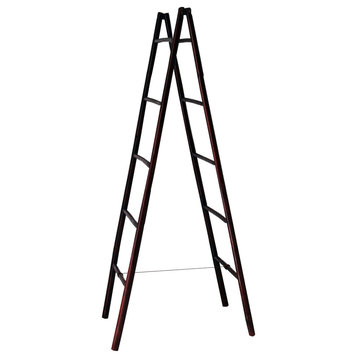 5' Folding Double Bamboo Ladder Rack, Mahogany Stain