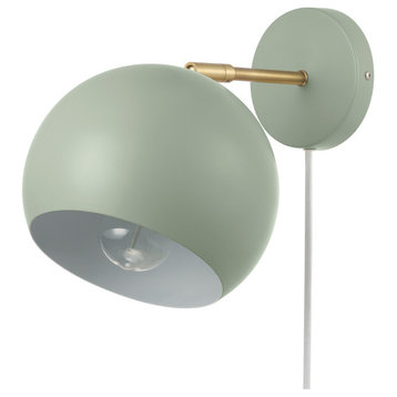 Novogratz x Globe Willow 1-Light Plug-in or Hardwire Sage Green Wall Sconce