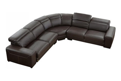 Nadir Brown Full Top Grain Italian Leather Sectional Sofa