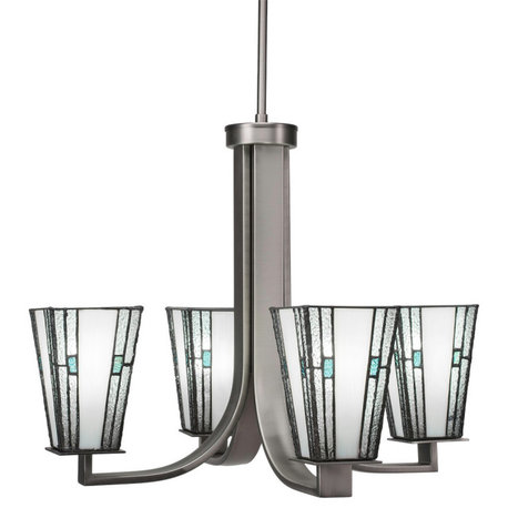 Apollo 4-Light Chandelier, Graphite/Sky Ice Art