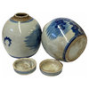 Pair Blue White Mini Oriental Large Flower Porcelain Ginger Jars Aws1875