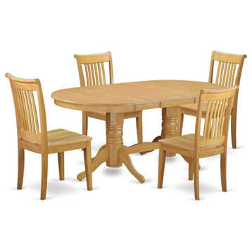 East West Furniture Vancouver 5-piece Traditional Wood Dining Set in Oak