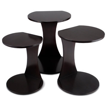 Double O Nesting Tables, Set of 3, Obsidian