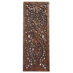 Asiana Home Decor - Floral Wood Carved Wall Panel Wall HangingLarge Wood Wall Plaque 35.5"x13.5" - Large Wood Carved Panels. Perfect for large wall decoration. Floral wall art that will add beauty to any room. This carved wood plaque can be used as cabinet doors and vanities that will add beauty to your home. Made from teak wood. A product of Thailand that expresses a wonderful home decorative ambiance.