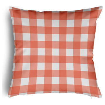Gingham Plaid Accent Pillow With Removable Insert, Harvest Orange, 26"x26"