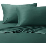 Royal Tradition - Bamboo Cotton Blend Silky Hybrid Sheet Set, Teal, Full - Experience one of the most luxurious night's sleep with this bamboo-cotton blended sheet set. This excellent 300 thread count sheets are made of 60-Percent bamboo and 40-percent cotton. The combination of bamboo and cotton in the making of the sheets allows for a durable, breathable, and divinely soft feel to the touch sheets. The sateen weave gives these bamboo-cotton blend sheets a silky shine and softness. Possessing ideal temperature regulating properties which makes them the best choice for feel cool in summer and warm in winter. The colors are contemporary, with a new and updated selection of neutral tones. Sizing is generous and our fitted sheets will suit today's thicker mattresses.