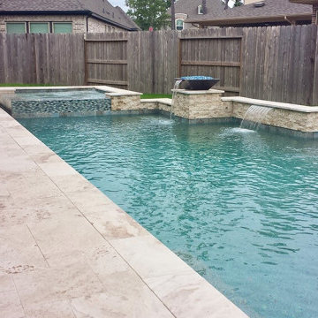 Geometric Pool Spa with Water Bowl