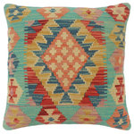 Bareens Designer Rugs - Rustic Turkish Horton Hand Woven Kilim Pillow - Embellish your home with this timeless casual chic handmade Southwestern Kilim throw pillow covers made with wool and cotton. Constructed on a loom by Nomad Turkman people with hand spun wool and Natural Vegetable dyes these beautiful Kilim pillow covers are known for their beautiful repetitive geometrical, naturalistic floral and traditional patterns yet still giving it a moden look. Masterfully artisan-crafted on traditional Kilim looms with a contemporary fashion palette producing bold intricate sharp patterns making them a standout piece in any decor.