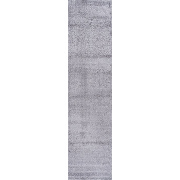 Haze Solid Low-Pile Runner Rug, Gray, 2'x10'