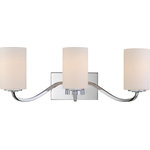Nuvo Lighting - Traditional Willow 3 LT Vanity Fixture, Polished Nickel Finish - Willow - 3 Light Vanity Fixture with White Glass
