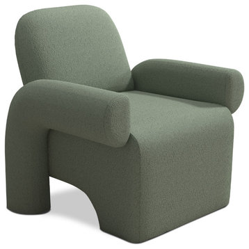 SEYNAR Sherpa Accent Chair, Teddy Single Sofa with Round Armrest for Living Room, Green