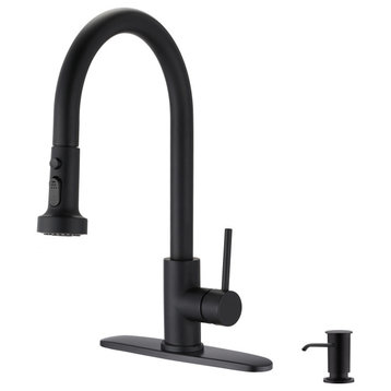 Givingtree Pull Down Kitchen Faucet with Soap Dispenser Matte Black