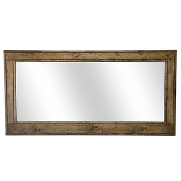 Double Vanity Herringbone Style Mirror, Driftwood, 60"x30"