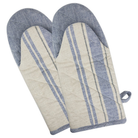 Nautical Blue French Stripe Oven Mitt, Set of 2