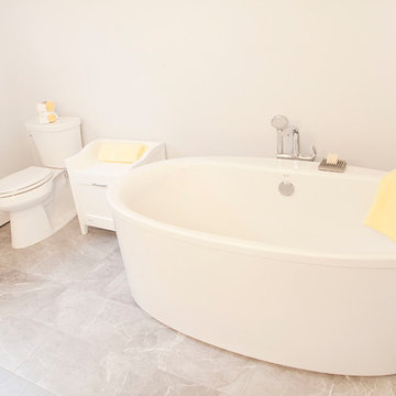 Modern/Traditional Master Bath Remodel with Latte Painted finish vanity