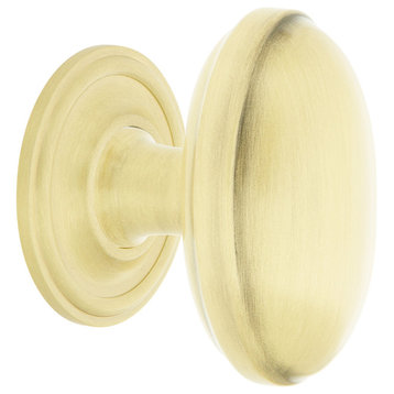 Homestead Brass 1 3/4" Cabinet Knob With Classic Rose, Satin Brass