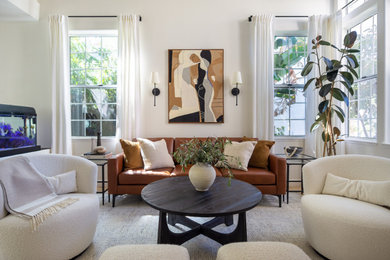 Example of a transitional living room design in Orange County
