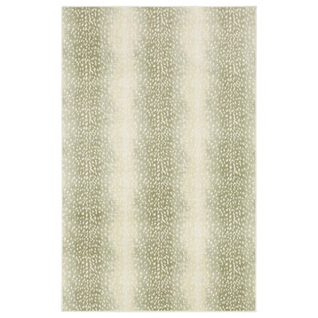 Farmhouse Area Rug, Antelope Patterned Polyester With Rectangular Shape, Cream