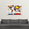 World Map Abstract Mondrian Style Wrapped Canvas Art Print, 48"x32"x1.5"