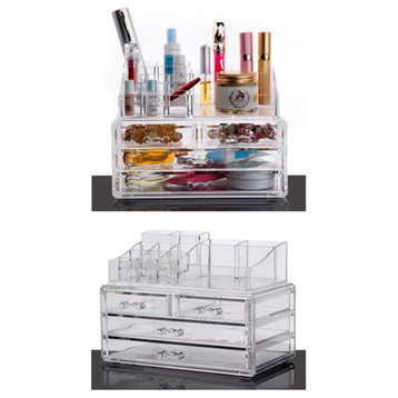 OnDisplay Cosmetic Makeup and Jewelry Storage Case Display - 4 Drawer Tiered De