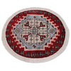 Tribal Bokhara Catheryn Red Grey Wool Rug (1'6 x 1'9)