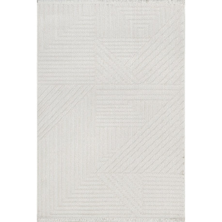 Nuloom Makena Modern Geometric High-Low Area Rug, Off-White 8'x10'