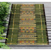 Marina Tribal Stripe Indoor/Outdoor Rug, Green, 4'10"x7'6"