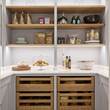 Light Grey and Solid Oak Pantry by The Secret Drawer