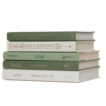 Modern Ivy Cream Book Stack, 5-Piece Set