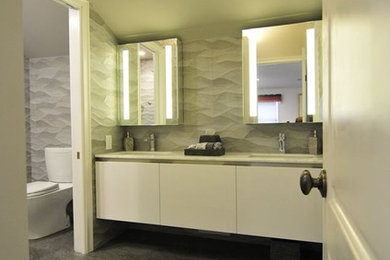 Modern Bathroom with Patterned Walls